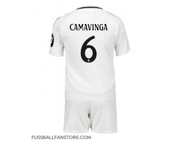 Real Madrid Eduardo Camavinga #6 Replik Heimtrikot Kinder 2024-25 Kurzarm (+ Kurze Hosen)